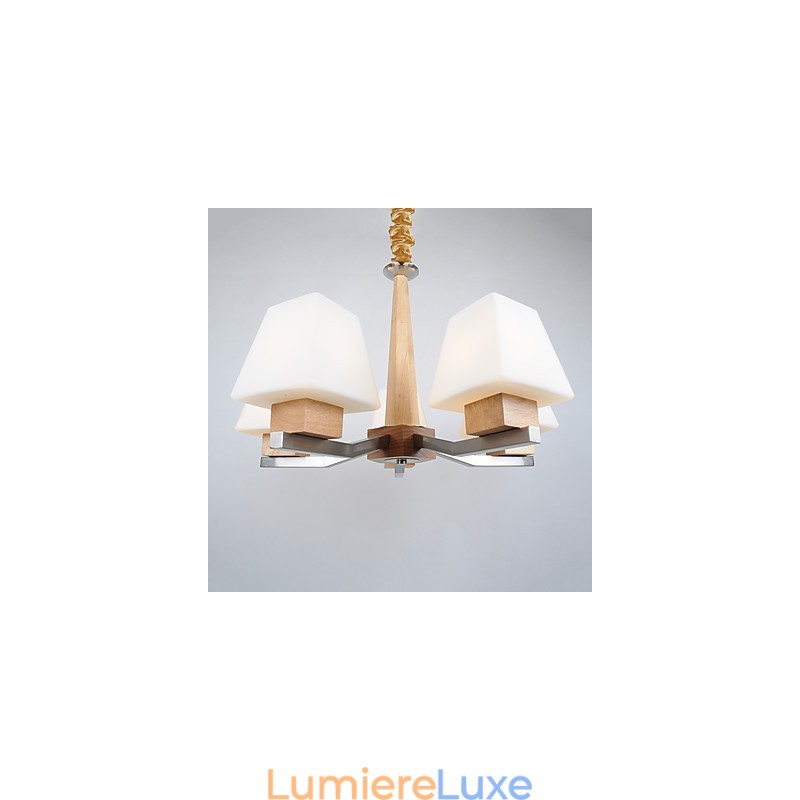 Lustre en bois et bambou galvanisé moderne et contemporain