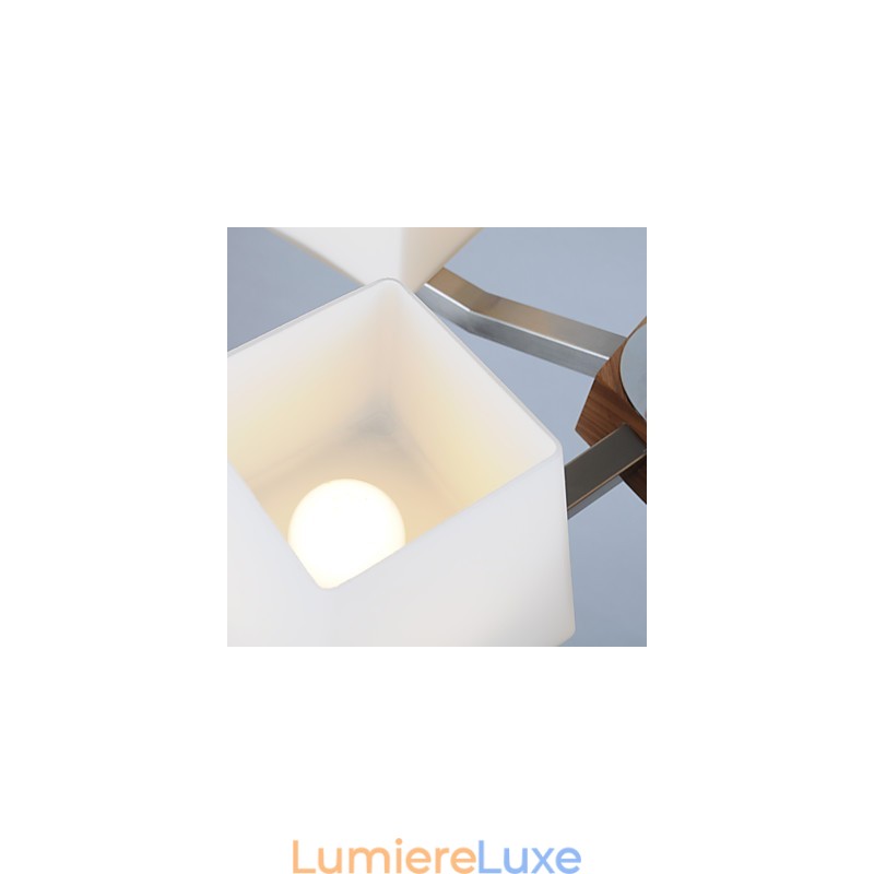 Lustre en bois et bambou galvanisé moderne et contemporain