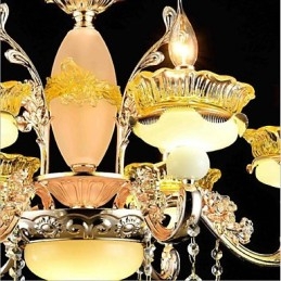 Lustre classique traditionnel galvanisé en métal de style mini cristal à 8 ampoules