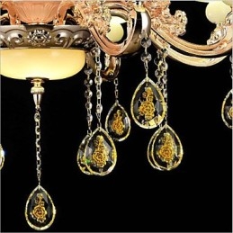 Lustre classique traditionnel galvanisé en métal de style mini cristal à 8 ampoules