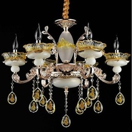 Lustre classique traditionnel galvanisé en métal de style mini cristal à 8 ampoules