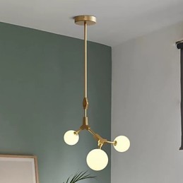 Suspension en bambou et bois de style mini, peinture classique traditionnelle