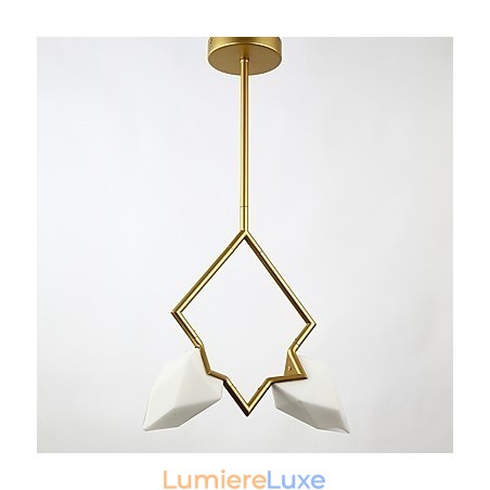 Lustre moderne à 2 lampes en métal et verre couleur pêche, lampe suspendue décorative Canteen Lustre moderne à 2 lampes en métal et verre couleur pêche, lampe suspendue décorative Canteen
