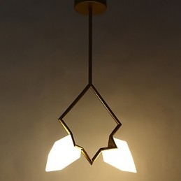 Lustre moderne à 2 lampes en métal et verre couleur pêche, lampe suspendue décorative Canteen