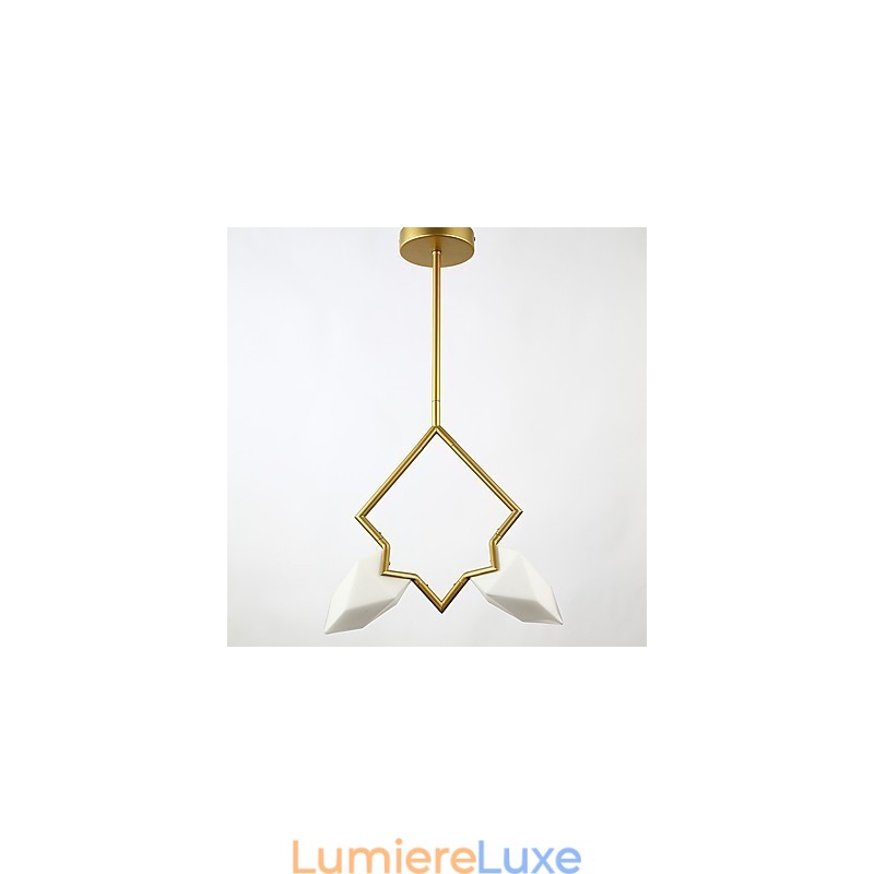 Lustre moderne à 2 lampes en métal et verre couleur pêche, lampe suspendue décorative Canteen
