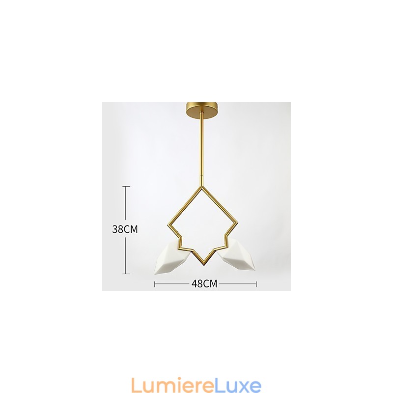Lustre moderne à 2 lampes en métal et verre couleur pêche, lampe suspendue décorative Canteen
