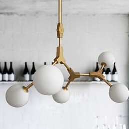 Suspension en bambou et bois de style mini, peinture classique traditionnelle