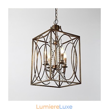 Lustre européen vintage à quatre lumières en métal, style loft industriel américain, lampe suspendue décorative d'intérieur Lustre européen vintage à quatre lumières en métal, style loft industriel américain, lampe suspendue décorative d'intérieur