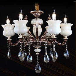 Lustre à 6 lumières en alliage de zinc et jade