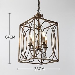 Lustre européen vintage à quatre lumières en métal, style loft industriel américain, lampe suspendue décorative d'intérieur