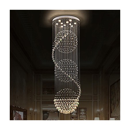Lustre suspendu d'intérieur moderne en cristal à 10 lumières, longueur 2,5 mètres, forme goutte d'eau Lustre suspendu d'intérieur moderne en cristal à 10 lumières, longueur 2,5 mètres, forme goutte d'eau