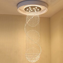 Lustre suspendu d'intérieur moderne en cristal à 10 lumières, longueur 2,5 mètres, forme goutte d'eau