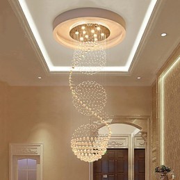 Lustre suspendu d'intérieur moderne en cristal à 10 lumières, longueur 2,5 mètres, forme goutte d'eau