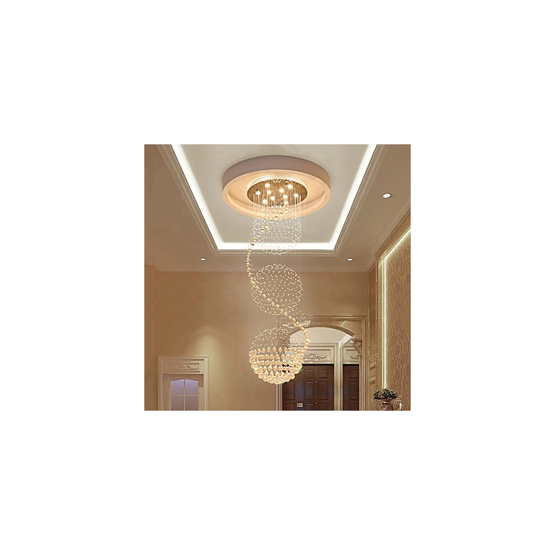 Lustre suspendu d'intérieur moderne en cristal à 10 lumières, longueur 2,5 mètres, forme goutte d'eau