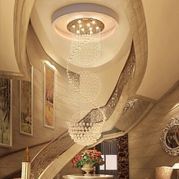 Lustre suspendu d'intérieur moderne en cristal à 10 lumières, longueur 2,5 mètres, forme goutte d'eau
