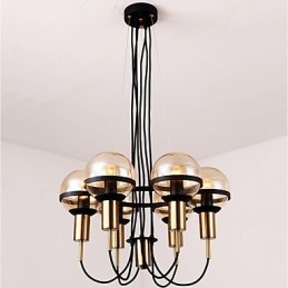 Lustre personnalisé à 6 lumières avec abat-jour en verre