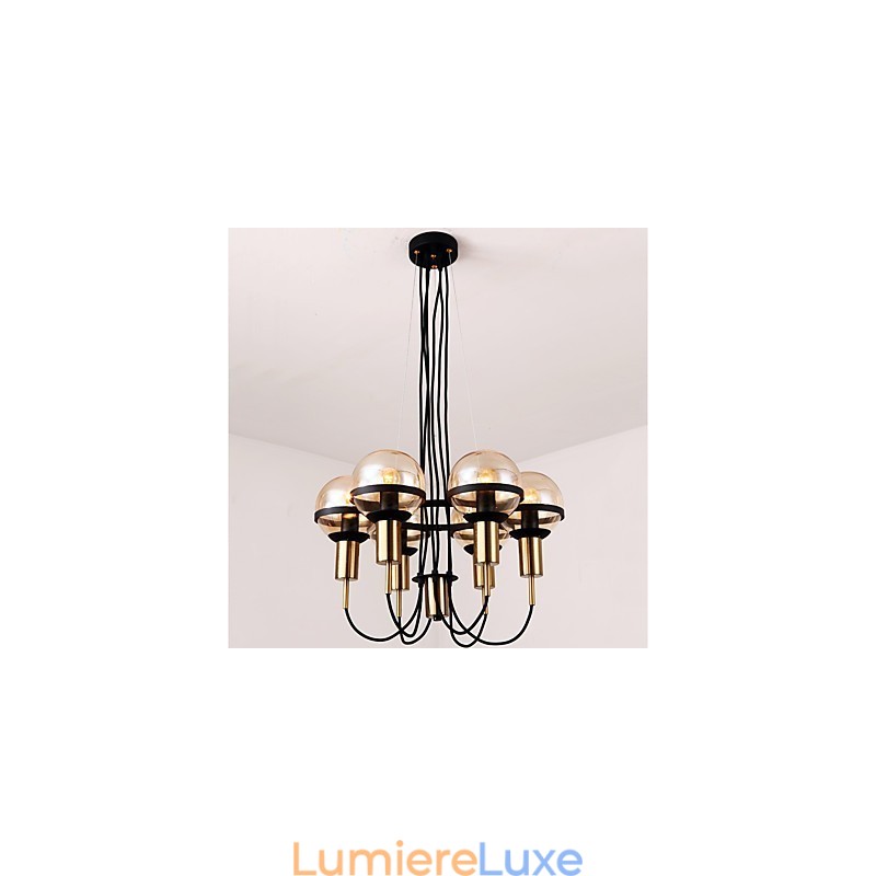 Lustre personnalisé à 6 lumières avec abat-jour en verre