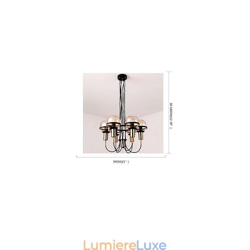 Lustre personnalisé à 6 lumières avec abat-jour en verre