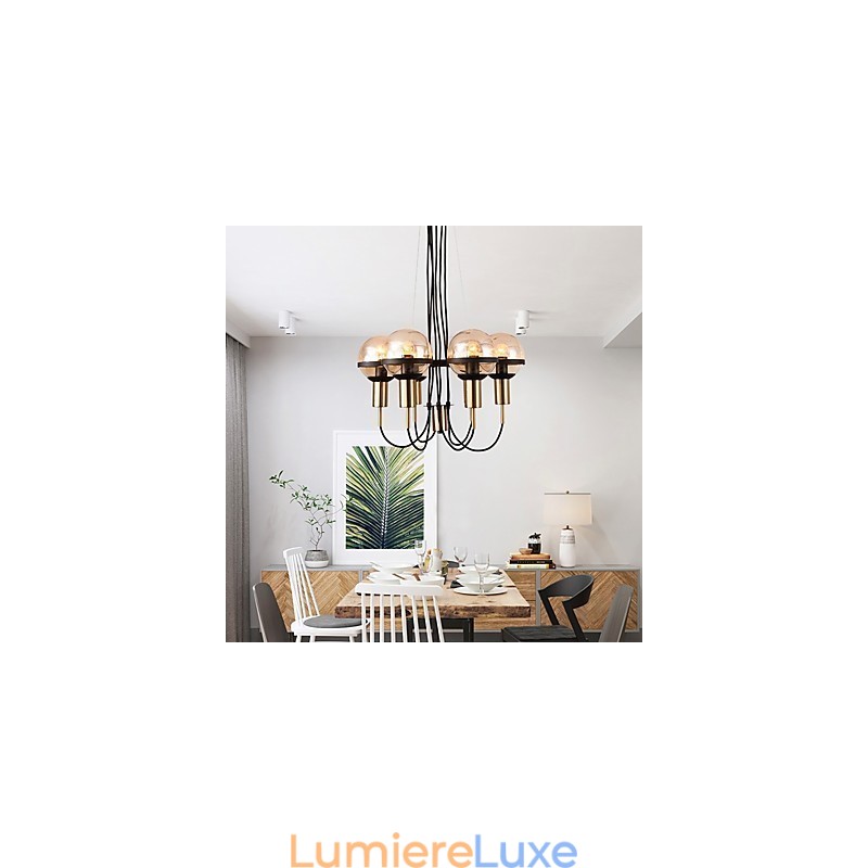 Lustre personnalisé à 6 lumières avec abat-jour en verre