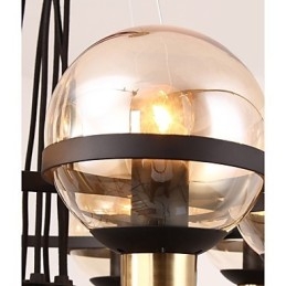 Lustre personnalisé à 6 lumières avec abat-jour en verre
