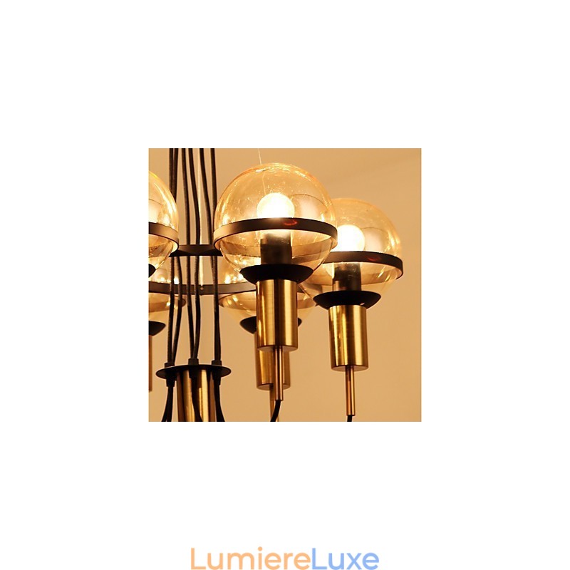 Lustre personnalisé à 6 lumières avec abat-jour en verre