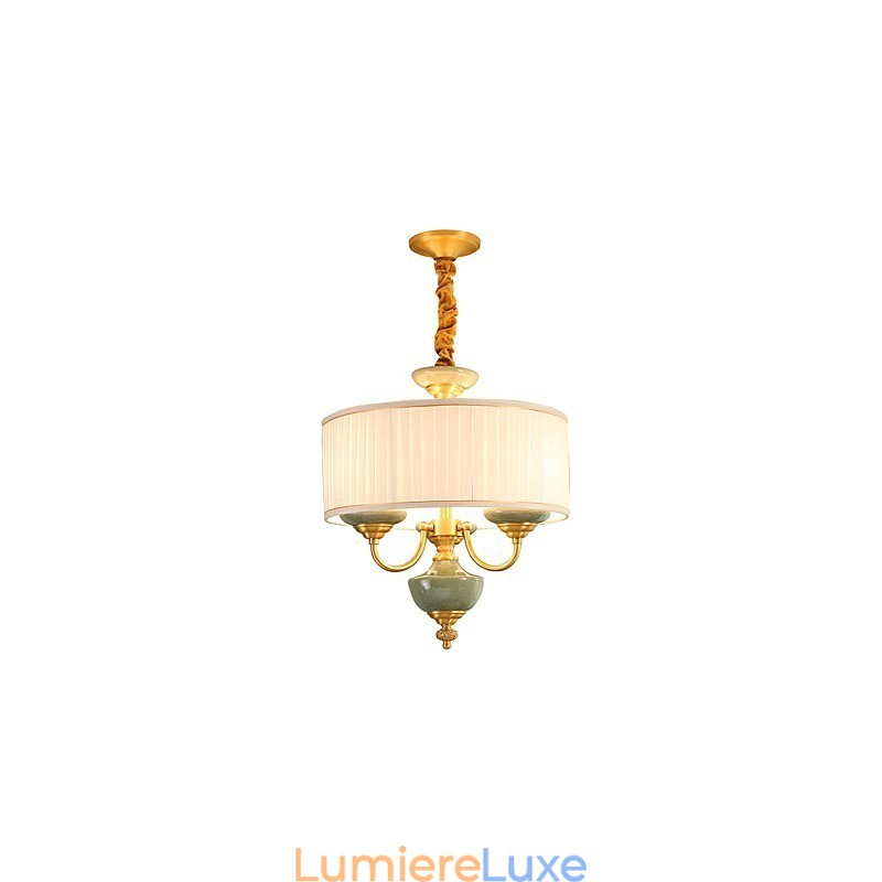 Lustre tout en cuivre Lustre décoratif en jade