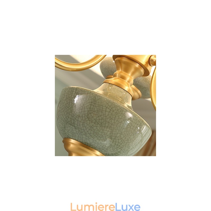 Lustre tout en cuivre Lustre décoratif en jade