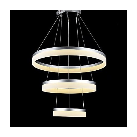 Lustre rond en acrylique moderne, luminaire de plafond luxueux à trois anneaux Lustre rond en acrylique moderne, luminaire de plafond luxueux à trois anneaux