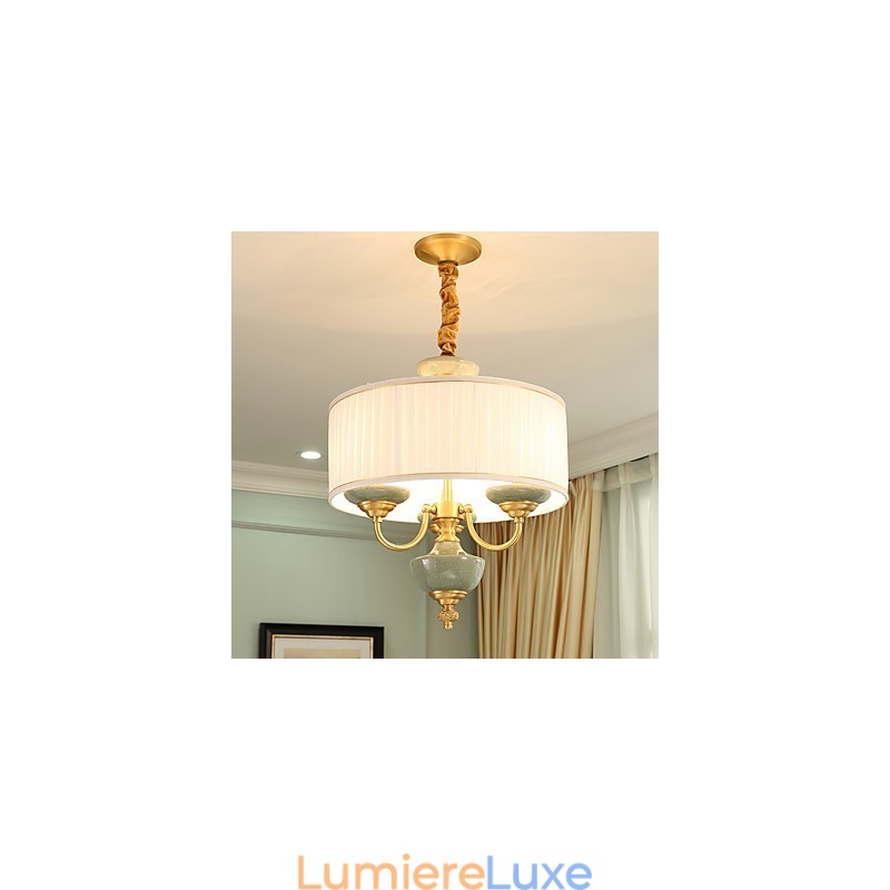 Lustre tout en cuivre Lustre décoratif en jade