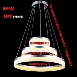 Lustre rond en acrylique moderne, luminaire de plafond luxueux à trois anneaux