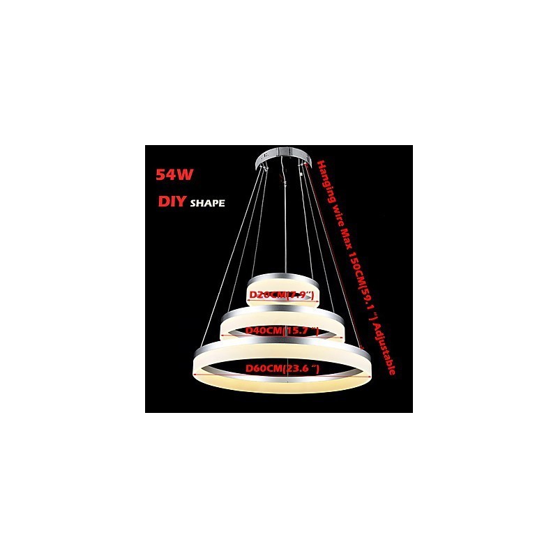 Lustre rond en acrylique moderne, luminaire de plafond luxueux à trois anneaux