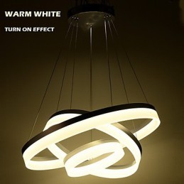 Lustre rond en acrylique moderne, luminaire de plafond luxueux à trois anneaux