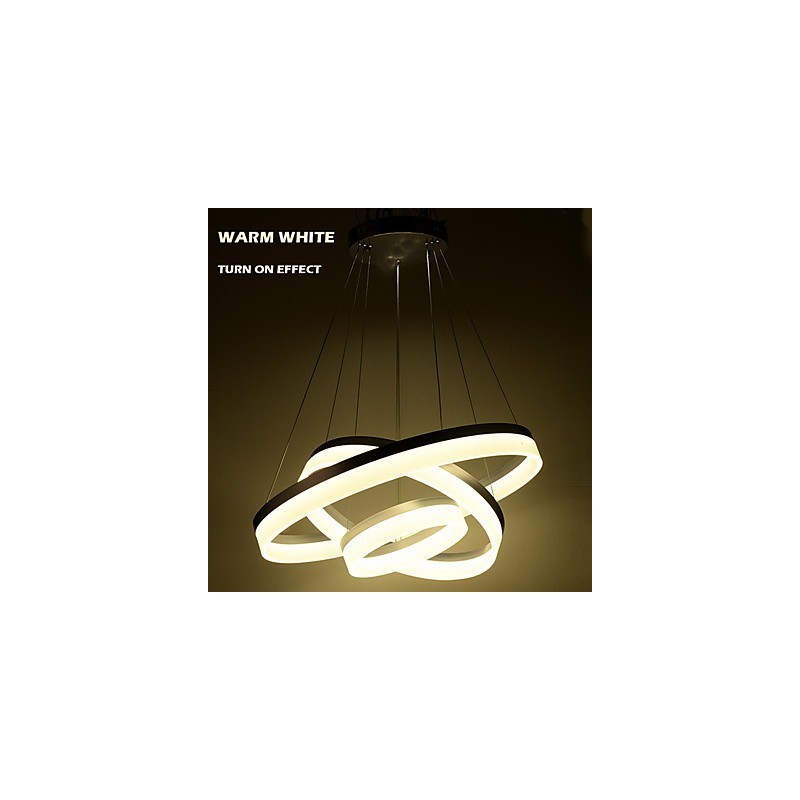 Lustre rond en acrylique moderne, luminaire de plafond luxueux à trois anneaux