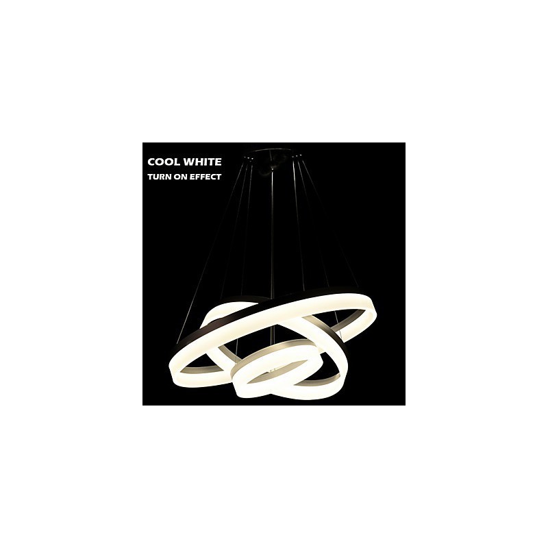 Lustre rond en acrylique moderne, luminaire de plafond luxueux à trois anneaux