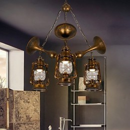 Lustre en métal style mini design rustique avec globe rétro vintage