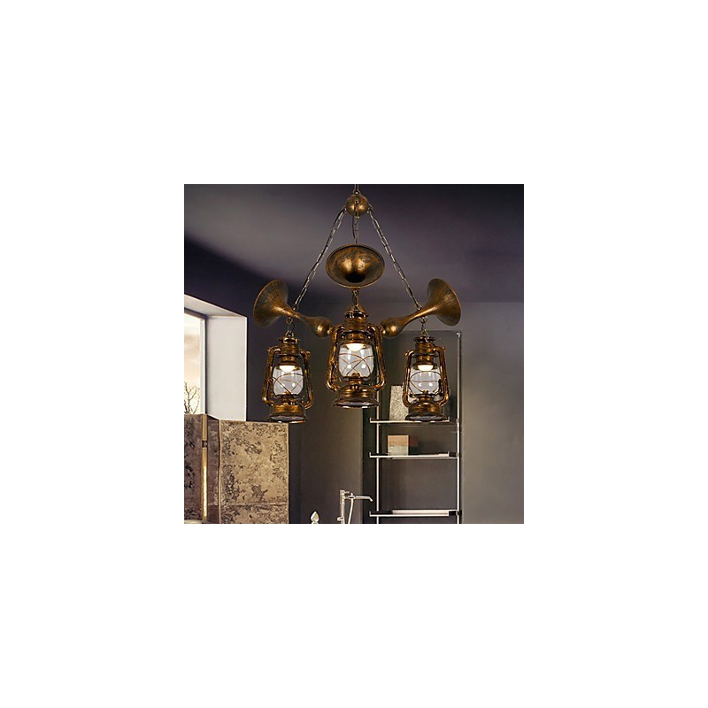 Lustre en métal style mini design rustique avec globe rétro vintage