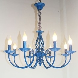 Lampe à bougie européenne simple en fer avec 8 lustres