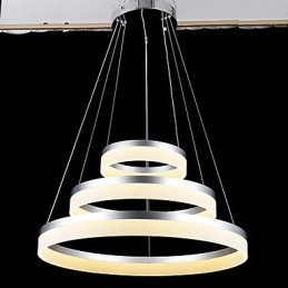 Lustre rond en acrylique moderne, luminaire de plafond luxueux à trois anneaux