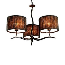 Lustre classique traditionnel à 3 lumières avec abat-jour tambour en tissu simple