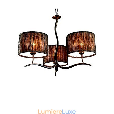 Lustre classique traditionnel à 3 lumières avec abat-jour tambour en tissu simple Lustre classique traditionnel à 3 lumières avec abat-jour tambour en tissu simple