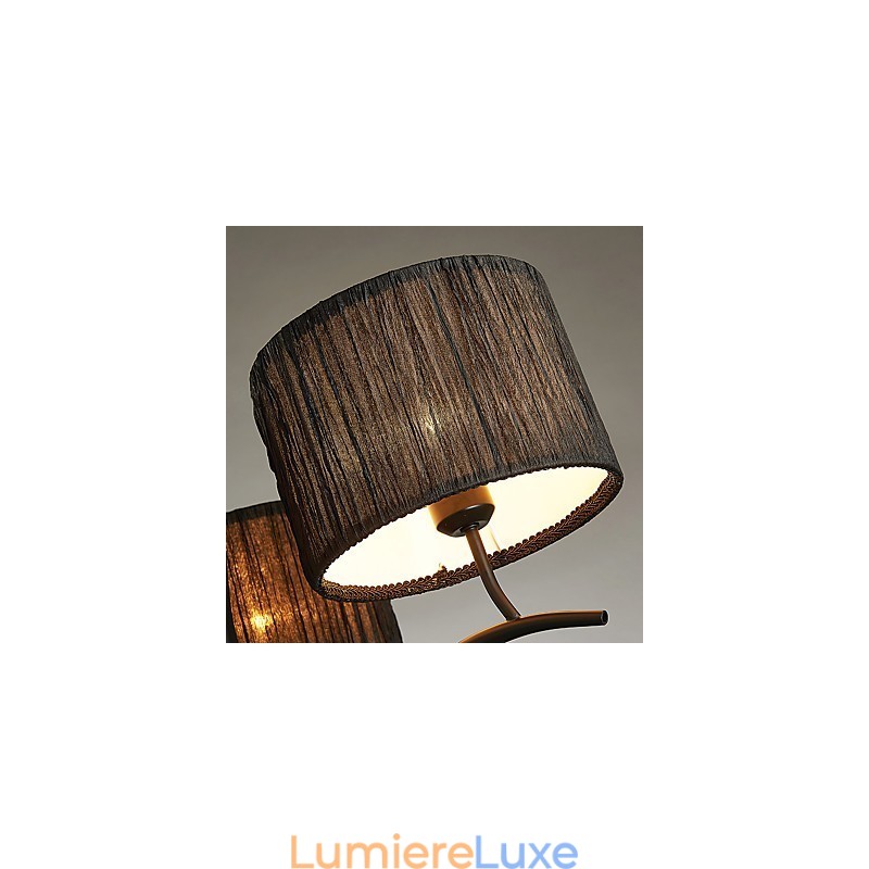 Lustre classique traditionnel à 3 lumières avec abat-jour tambour en tissu simple