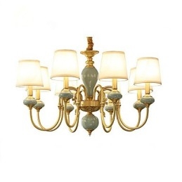 Lustre traditionnel classique en laiton pour mini style métal 8 ampoules