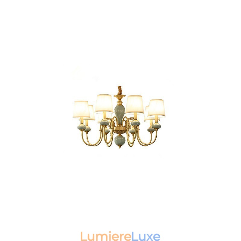 Lustre traditionnel classique en laiton pour mini style métal 8 ampoules