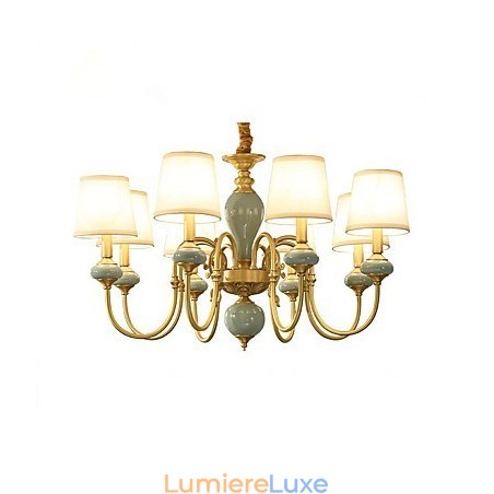Lustre traditionnel classique en laiton pour mini style métal 8 ampoules Lustre traditionnel classique en laiton pour mini style métal 8 ampoules