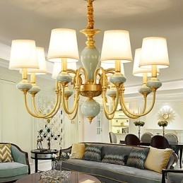 Lustre traditionnel classique en laiton pour mini style métal 8 ampoules