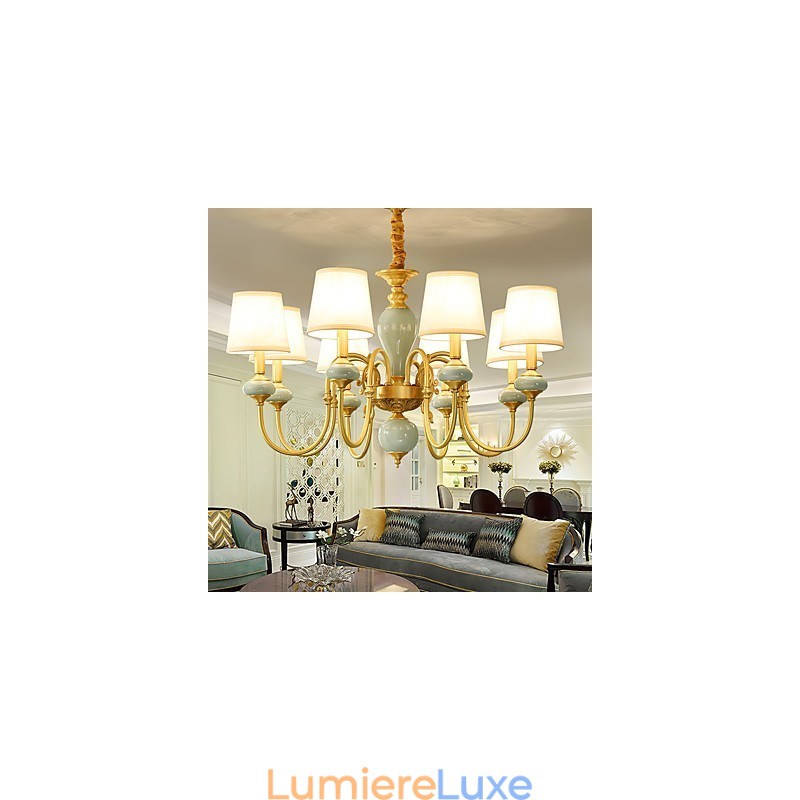 Lustre traditionnel classique en laiton pour mini style métal 8 ampoules