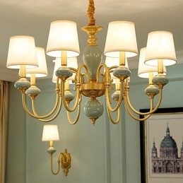 Lustre traditionnel classique en laiton pour mini style métal 8 ampoules