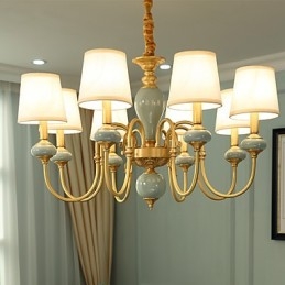 Lustre traditionnel classique en laiton pour mini style métal 8 ampoules