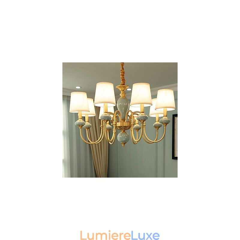 Lustre traditionnel classique en laiton pour mini style métal 8 ampoules