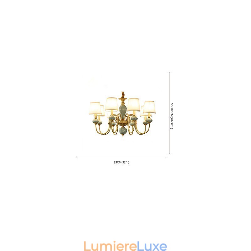 Lustre traditionnel classique en laiton pour mini style métal 8 ampoules